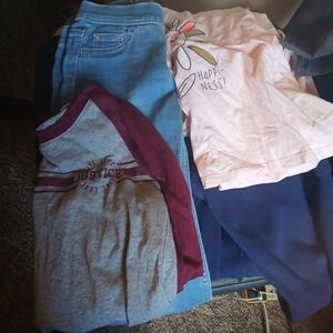 Justice Kids 4-Piece Outfit Set - Light Pink, Heather Gray, Maroon, Blue